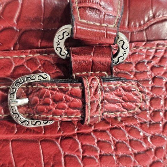 Western Accent Shoulder Bag Purse Red Faux Leather Alligator/Crocodile GUC - Picture 5 of 13